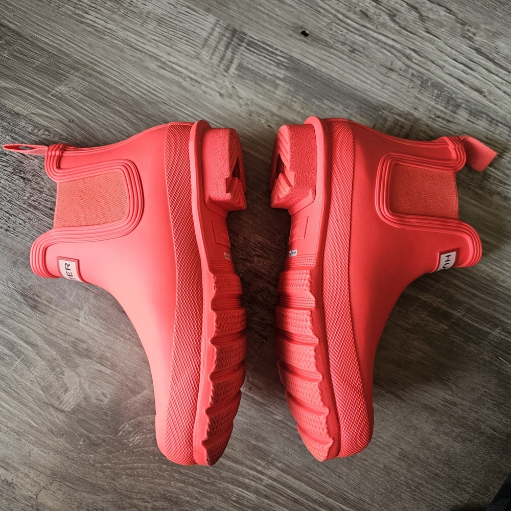 Hunter Womens Original Chelsea Rain Boots Coral Pink Size US 6 Waterproof - Picture 14 of 16